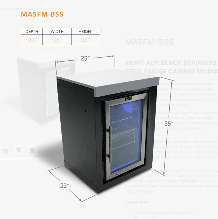 Mont Alpi Black Stainless Steel Fridge Cabinet Module - MASFM-BSS