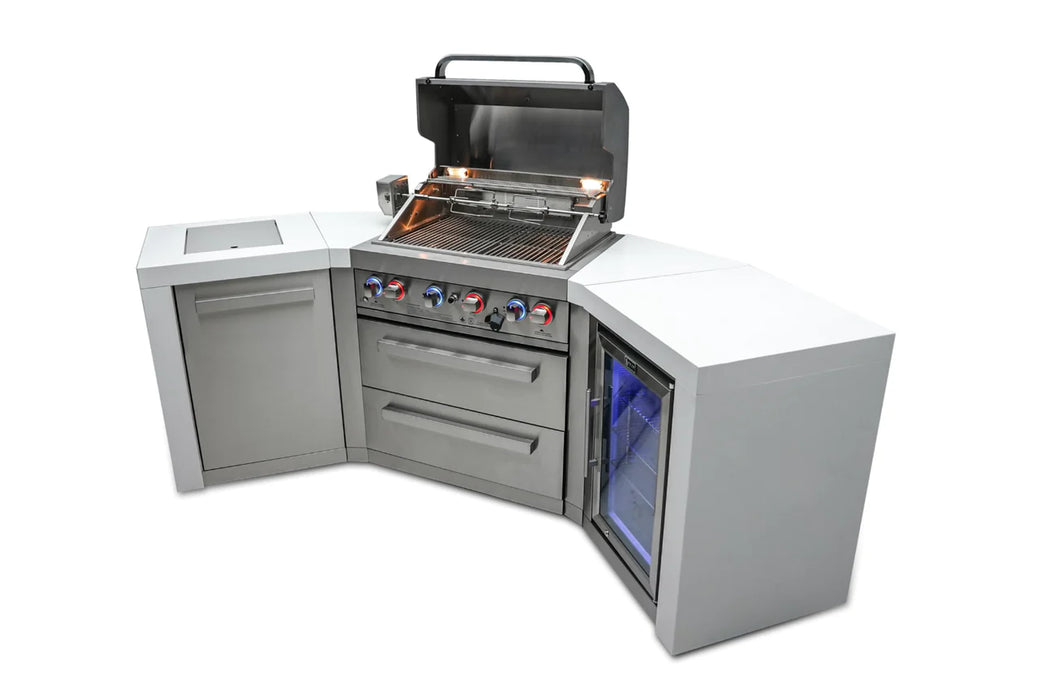 Mont Alpi 4 Burner Deluxe Island with 45 Degree Corners and a Fridge Cabinet & Cover 2.7M - MAi400-D45FC