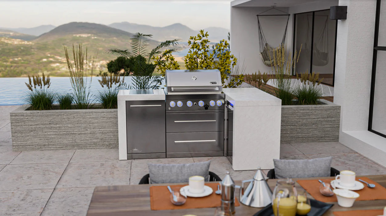 Mont Alpi 4 Burner Deluxe Island with a 90 Degree Corner & Cover 2.1M - MAi400-D90C