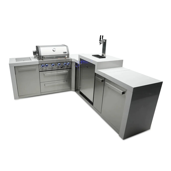 Mont Alpi 400 Deluxe Grill Island with a 90 Degree Corner and Kegerator & Cover 2.1M-2.4M - MAi400-D90KEG