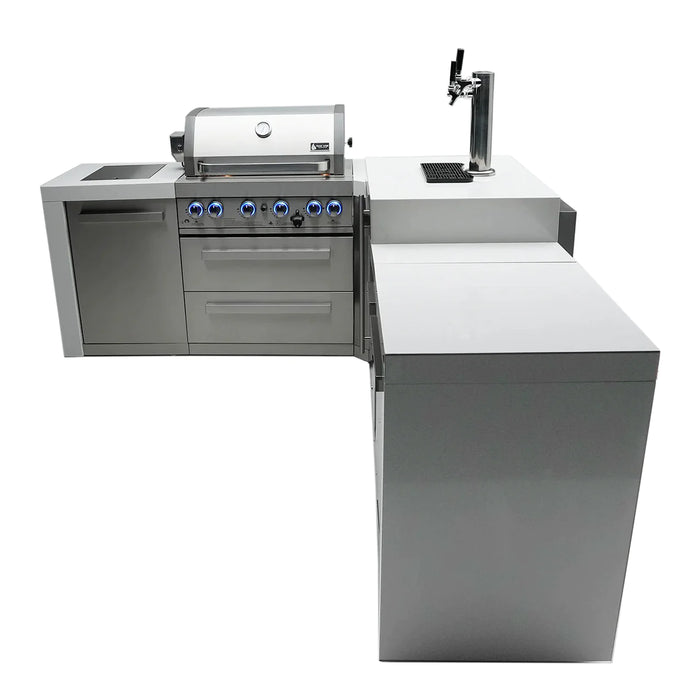 Mont Alpi 400 Deluxe Grill Island with a 90 Degree Corner and Kegerator & Cover 2.1M-2.4M - MAi400-D90KEG