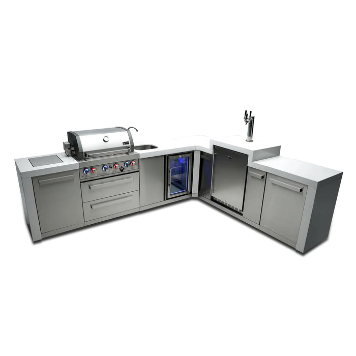 Mont Alpi 400 Deluxe Grill Island with a 90 Degree Corner, Kegerator and Beverage Centre & Cover 2.1M-3.4M - MAi400-D90KEGBEV