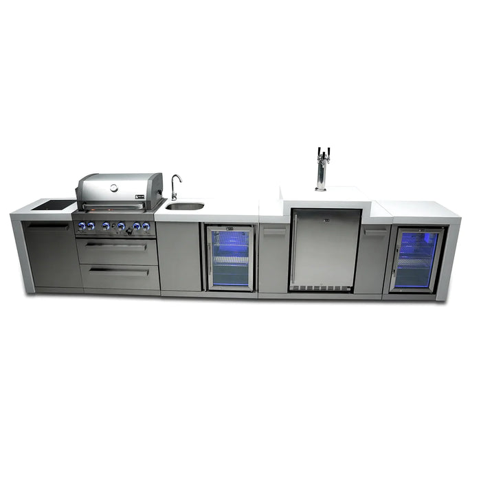 Mont Alpi 4 Deluxe Island with a Kegerator, Beverage Centre and Fridge Cabinet & Cover 4.3M - MAi400-DKEGBEVFC