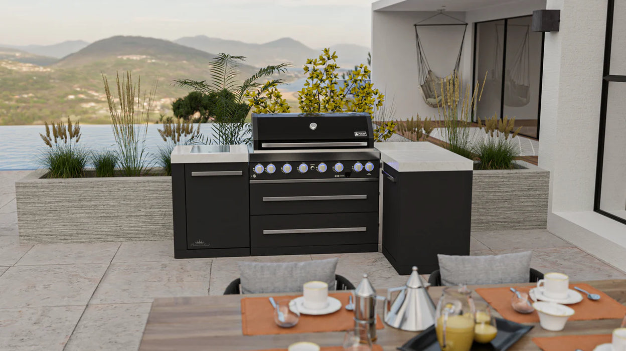 Mont Alpi 805 Black Stainless Steel Island with a 90 Degree Corner & Cover 2.4M - MAi805-BSS90C