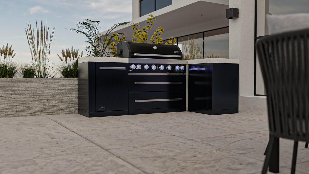 Mont Alpi 805 Black Stainless Steel Island with a 90 Degree Corner & Cover 2.4M - MAi805-BSS90C