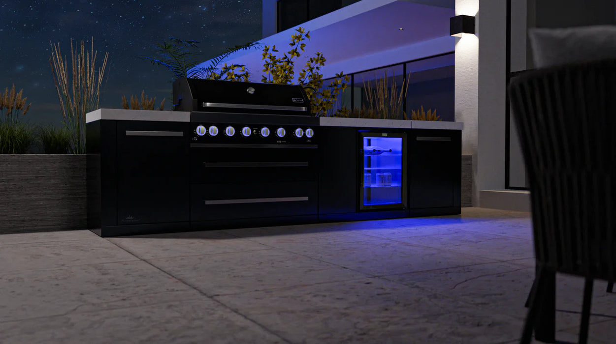 Mont Alpi Black Stainless Steel Island with a Beverage Centre & Cover 3.4M - MAi805-BSSBEV