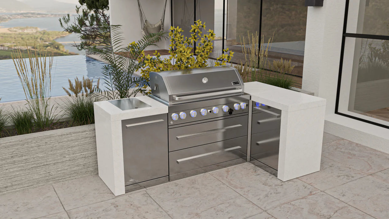 Mont Alpi 6 Burner Deluxe Island with a 90 Degree Corner & Cover 2.4M - MAi805-D90
