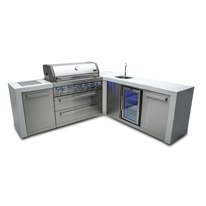 Mont Alpi 805 Deluxe Grill Island with 90 Degree Corners & a Beverage Centre - MAI805-D90BEV
